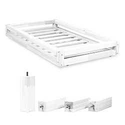 Set bielej zásuvky pod posteľ a 4 predĺžených nôh Benlemi, pre posteľ 120 x 200 cm