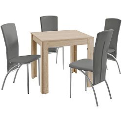Set jedálenského stola a 4 béžových jedálenských stoličiek Støraa Lori Nevada Duro Oak Light Grey