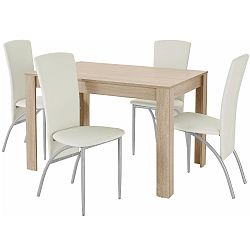 Set jedálenského stola a 4 béžových jedálenských stoličiek Støraa Lori Nevada Oak Light Grey