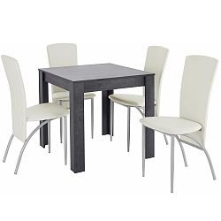 Set jedálenského stola a 4 bielych jedálenských stoličiek Støraa Lori Nevada Duro Slate White
