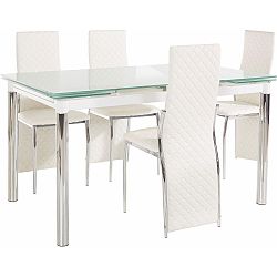 Set jedálenského stola a 4 bielych jedálenských stoličiek Støraa Pippa William Puro White