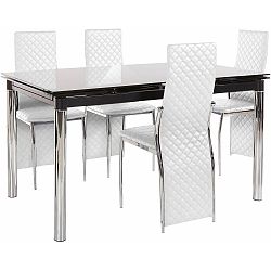 Set jedálenského stola a 4 bielych jedálenských stoličiek Støraa Pippa William White