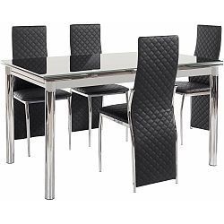 Set jedálenského stola a 4 čiernych jedálenských stoličiek Støraa Pippa William Grey Black