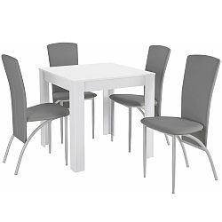 Set jedálenského stola a 4 sivých jedálenských stoličiek Støraa Lori Nevada Duro White Light Grey