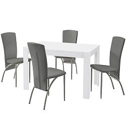 Set jedálenského stola a 4 sivých jedálenských stoličiek Støraa Lori Nevada White Light Grey