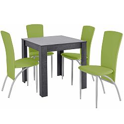 Set jedálenského stola a 4 zelených jedálenských stoličiek Støraa Lori Nevada Duro Slate Green