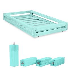 Set modrej zásuvky pod posteľ a 4 predĺžených nôh Benlemi, pre posteľ 80 x 200 cm