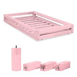 Set ružovej zásuvky pod posteľ a 4 predĺžených nôh Benlemi, pre posteľ 80 x 200 cm