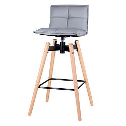Sivá barová stolička s nohami z bukového dreva sømcasa Janie