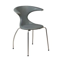 Sivá kožená jedálenská stolička s kovovou podnožou DAN–FORM Flair