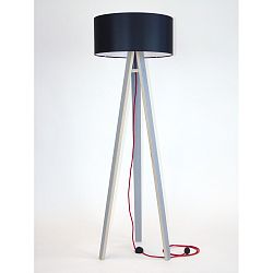 Sivá stojacia lampa s čiernym tienidlom a červeným káblom Ragaba Wanda