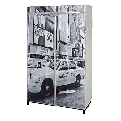 Sivá textilná skriňa na šaty JOCCA New York Taxi, 156 × 87 cm