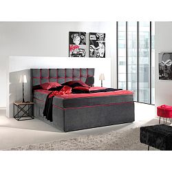 Sivo-ružová dvojlôžková boxspring posteľ Sinkro Play Safe, 200 x 200 cm