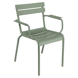 Sivo-zelená záhradná stolička s opierkami Fermob Luxembourg