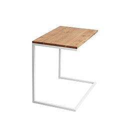 Stôl s bielou podnožou a doskou z masívneho dubu Custom Form Lupe