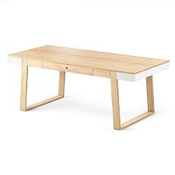 Stôl z dubového dreva s bielymi detailmi Absynth Magh, 198 x 100 cm