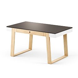 Stôl z dubového dreva s čiernou doskou a bielymi detailmi Absynth Magh, 140 x 80 cm