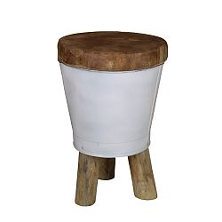 Stolička so sedákom z teakového dreva HSM collection Bucket, výška 30 cm
