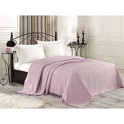 Svetlofialový bavlnený ľahký pléd na posteľ Tarra, 220 × 240 cm