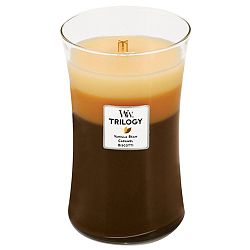 Sviečka s vôňou koláčov, vanilky a karamelu Woodwick Trilogy Dezert v kaviarni, doba horenia 130 hodín
