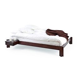Tmavohnedá ručne vyrábaná posteľ z masívneho brezového dreva Kiteen Mori, 160 x 200 cm