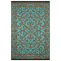 Tyrkysovo-sivý obojstranný vonkajší koberec Green Decore Try, 90 × 150 cm