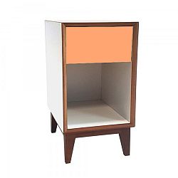 Veľký nočný stolík s bielym rámom a oranžovou zásuvkou Ragaba PIX