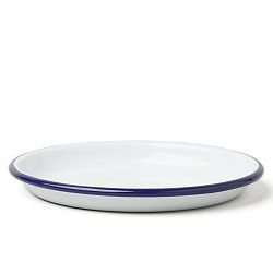 Veľký servírovací smaltovaný tanier s modrým okrajom Falcon Enamelware, Ø 14 cm