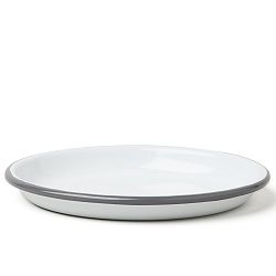 Veľký servírovací smaltovaný tanier so sivým okrajom Falcon Enamelware, Ø 14 cm