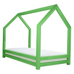 Zelená jednolôžková posteľ z borovicového dreva Benlemi Funny, 80 × 200 cm