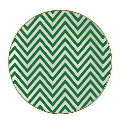 Zeleno-biely porcelánový tanier Vivas Zig Zag, Ø 23 cm