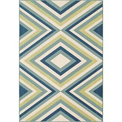 Zeleno-modrý vysokoodolný koberec Webtappeti Rombi Blue Green, 160 x 230 cm