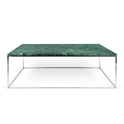 Zelený mramorový konferenčný stolík s chrómovými nohami TemaHome Gleam, 120 cm