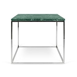 Zelený mramorový konferenčný stolík s chrómovými nohami TemaHome Gleam, 50 cm