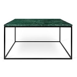 Zelený mramorový konferenčný stolík s čiernymi nohami TemaHome Gleam, 75 cm