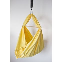 Žltá kolíska z bavlny so zavesením do dverí Hojdavak Baby (0 až 9 mesiacov)