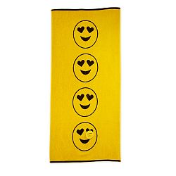 Žltá plážová bavlnená osuška Bergner Emoticon, 75 × 150 cm