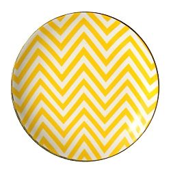 Žlto-biely porcelánový tanier Vivas Zigzag, Ø 23 cm
