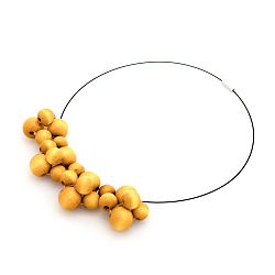 Žltý drevený náhrdelník Ko–ra–le Bubbles