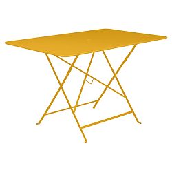 Žltý skladací záhradný stolík Fermob Bistro, 117 x 77 cm